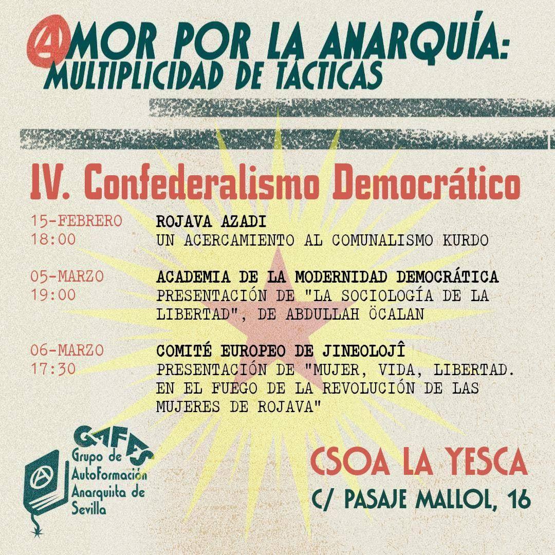 IV. CONFEDERALISMO DEMOCRÁTICO. Ciclo «Amor por la Anarquía». GAFAS