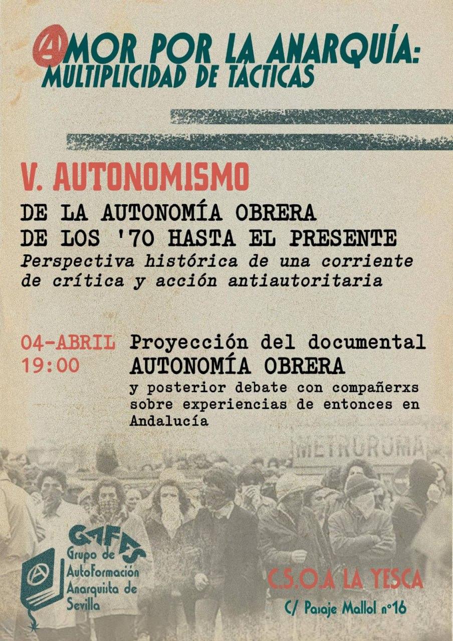 V. AUTONOMISMO. Ciclo «Amor por la Anarquía». GAFAS